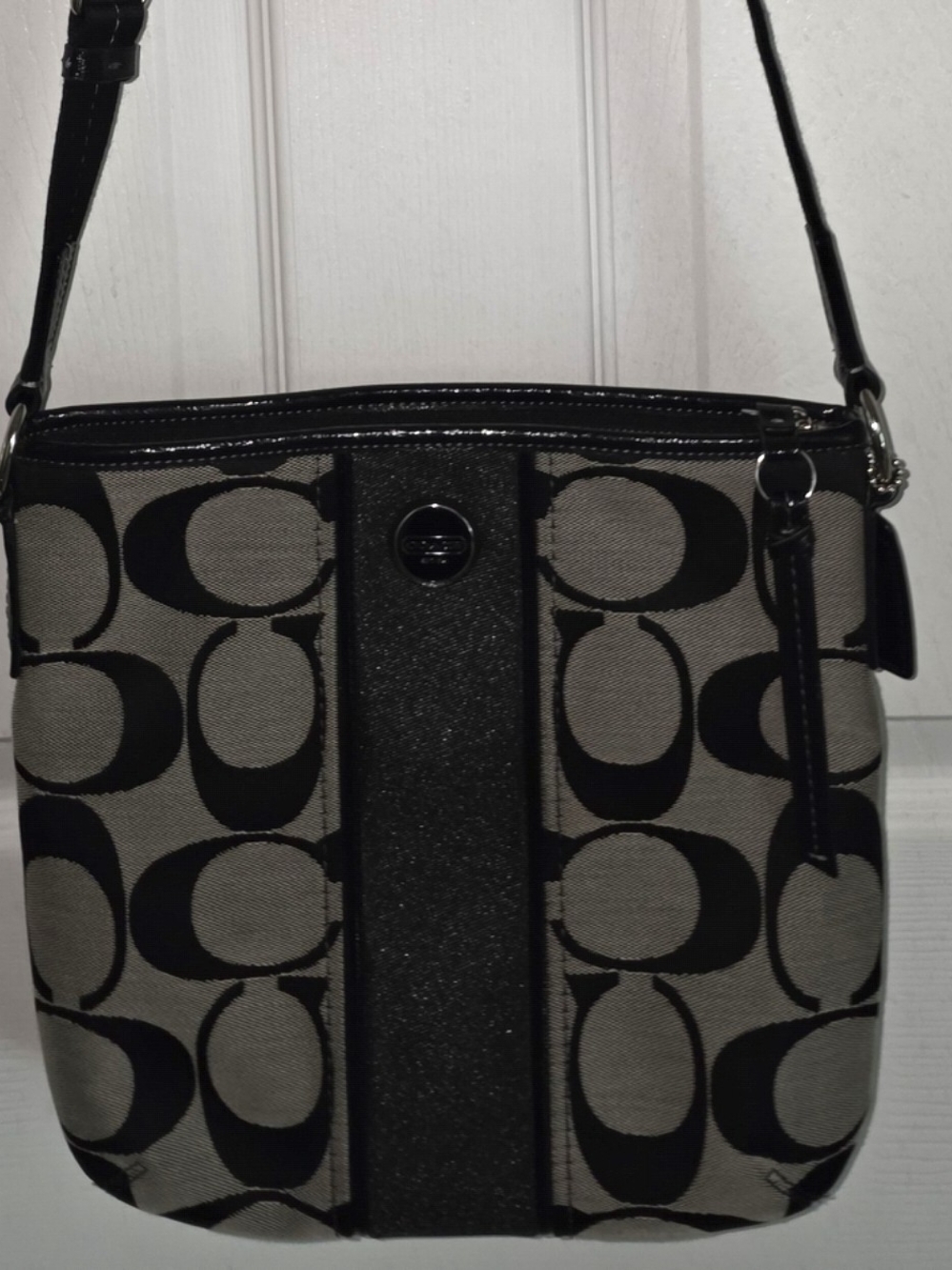 Coach Black and Taupe Signature Canvas Crossbody